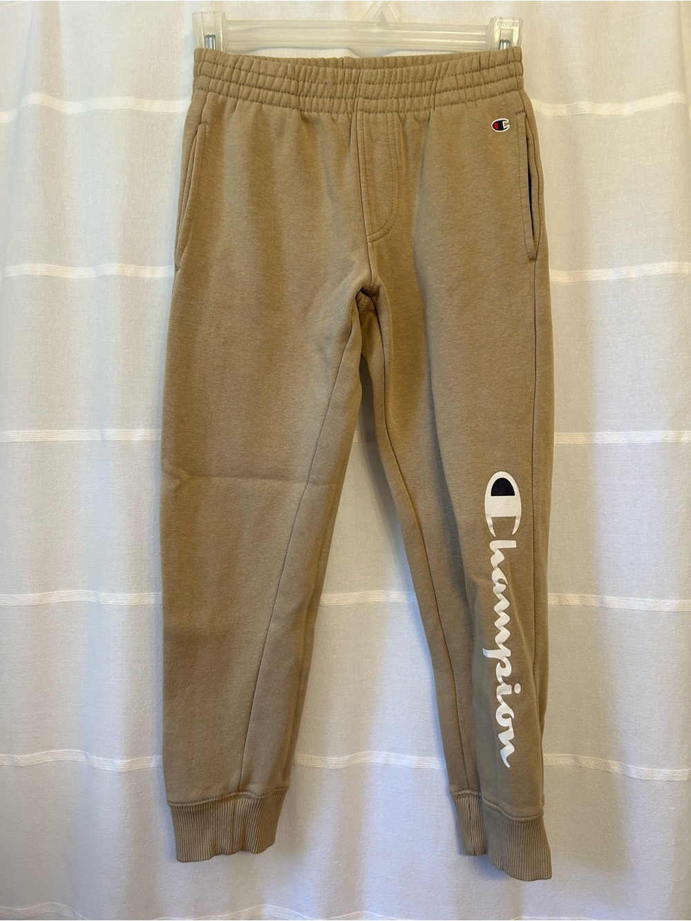 Champion Kids Beige Joggers with Side Logo